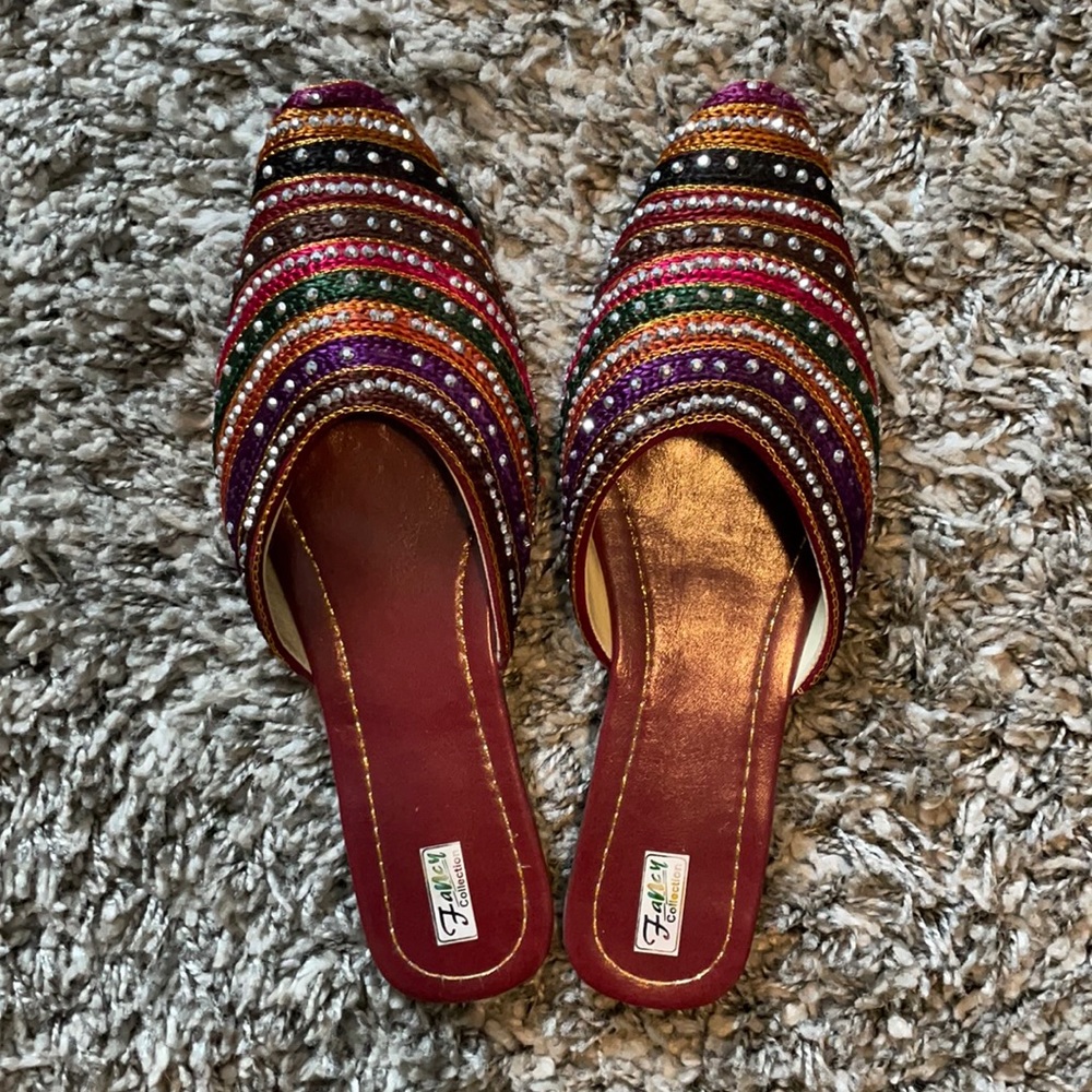 Handmade Colorful Flat Mules from India